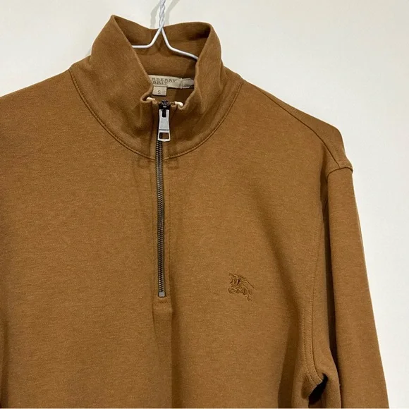 Burberry Brit Mens 1/4 Zip Sweatshirt Horse Logo Nova Check Trim Collar Size S - Picture 4 of 11
